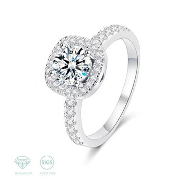 Awesome 925 Sterling Silver Moissanite Diamond Square Bag Princess Engagement Ring - High Quality Ladies Gift